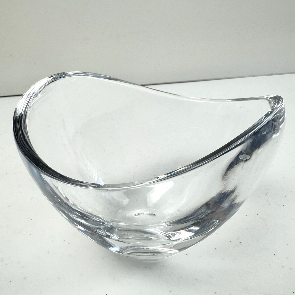 Nambe Clear Glass Bowl – Small Oval Sculptural Art Glass, 13 Oz